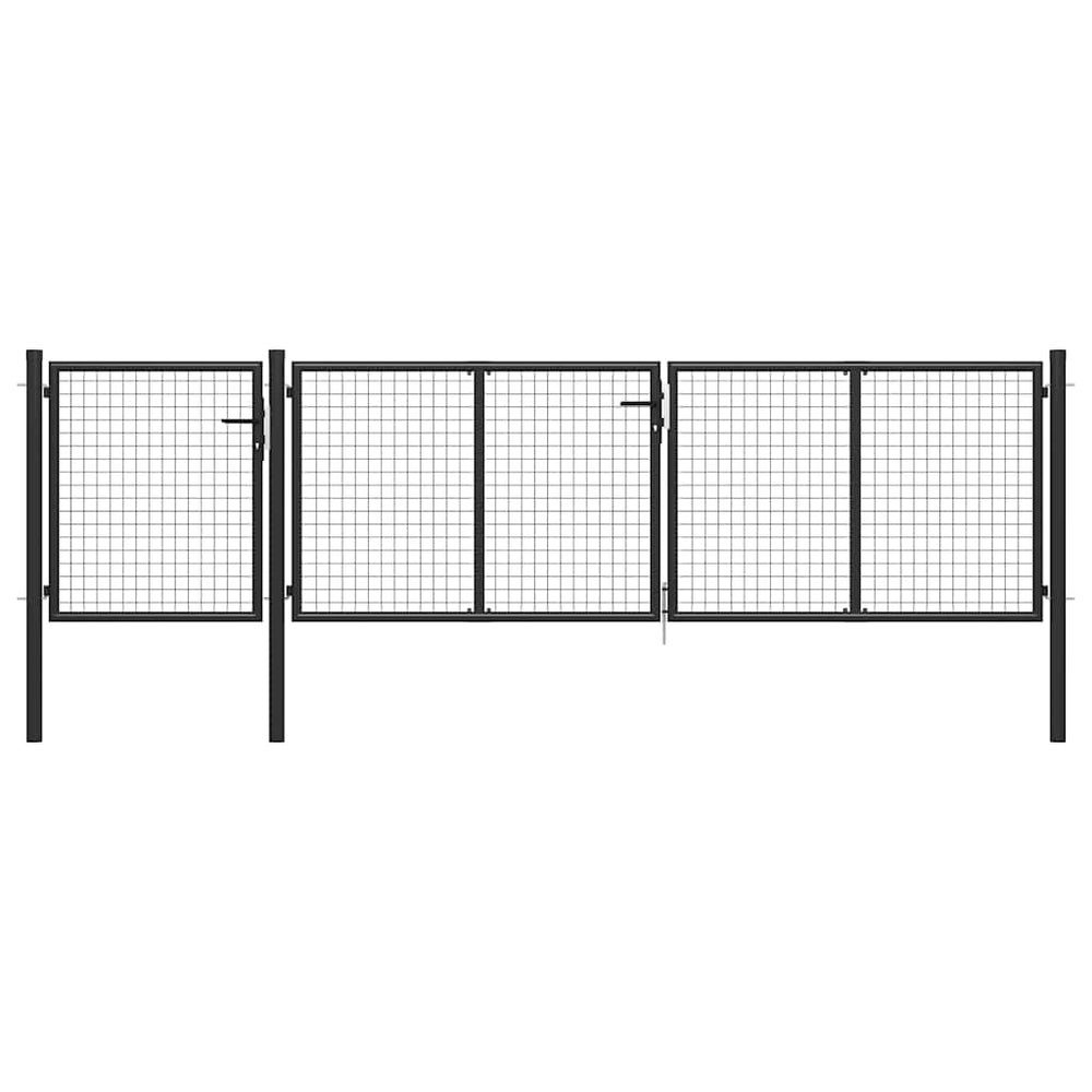 vidaXL Garden Gate Steel 400 x 75 cm Anthracite