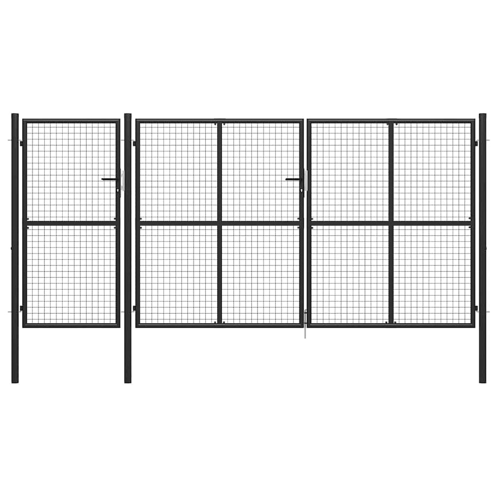 vidaXL Garden Gate Steel 400 x 150 cm Anthracite