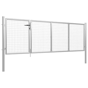 Gartentor Stahl 350 x 100 cm Silbern