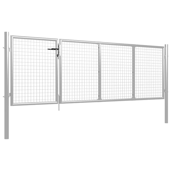 Gartentor Stahl 350 x 100 cm Silbern