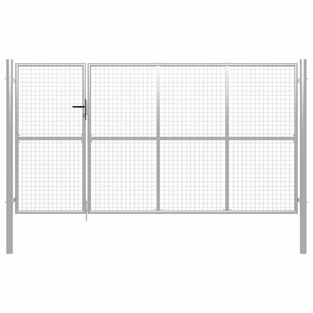 vidaXL Garden Gate Steel 350 x 150 cm Silver