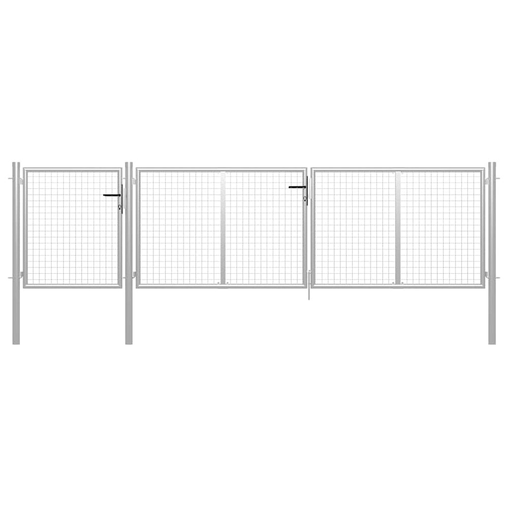 vidaXL Garden Gate Steel 400 x 75 cm Silver
