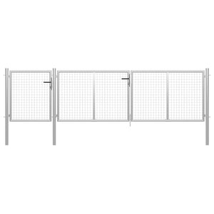 Gartentor aus Stahl 400 x 75 cm Silber