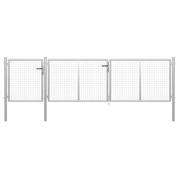Gartentor aus Stahl 400 x 75 cm Silber