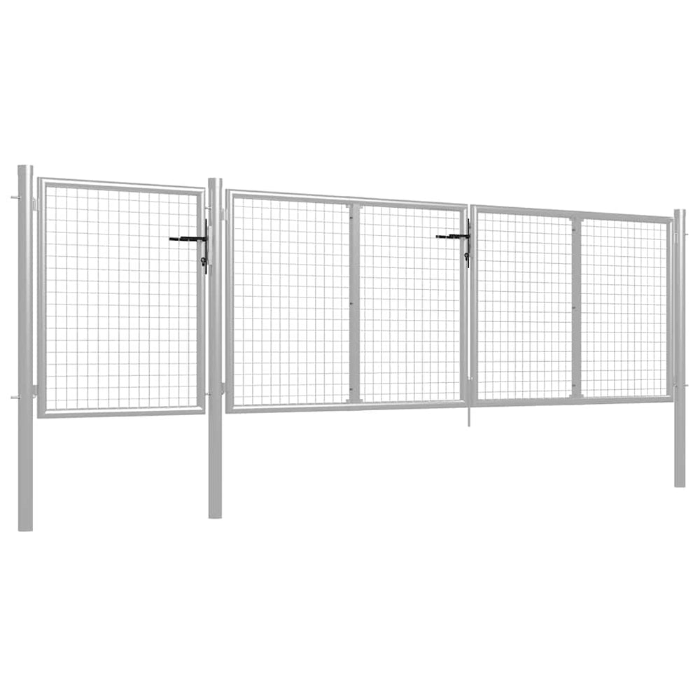 vidaXL Garden Gate Steel 400 x 75 cm Silver