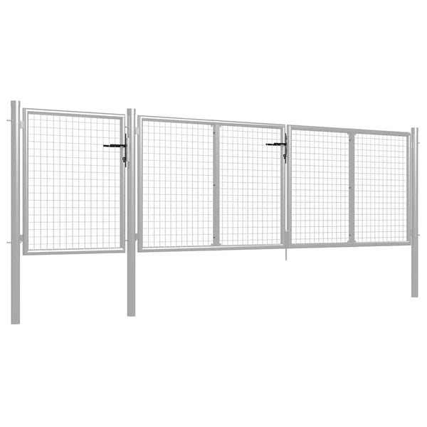 Gartentor aus Stahl 400 x 75 cm Silber