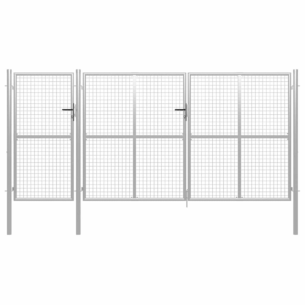 vidaXL Steel Garden Gate 400 x 150 cm Silver