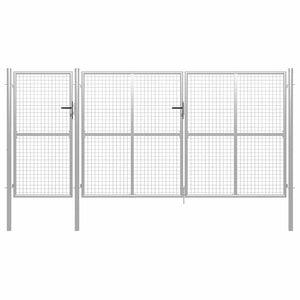 Gartentor aus Stahl 400 x 150 cm Silber