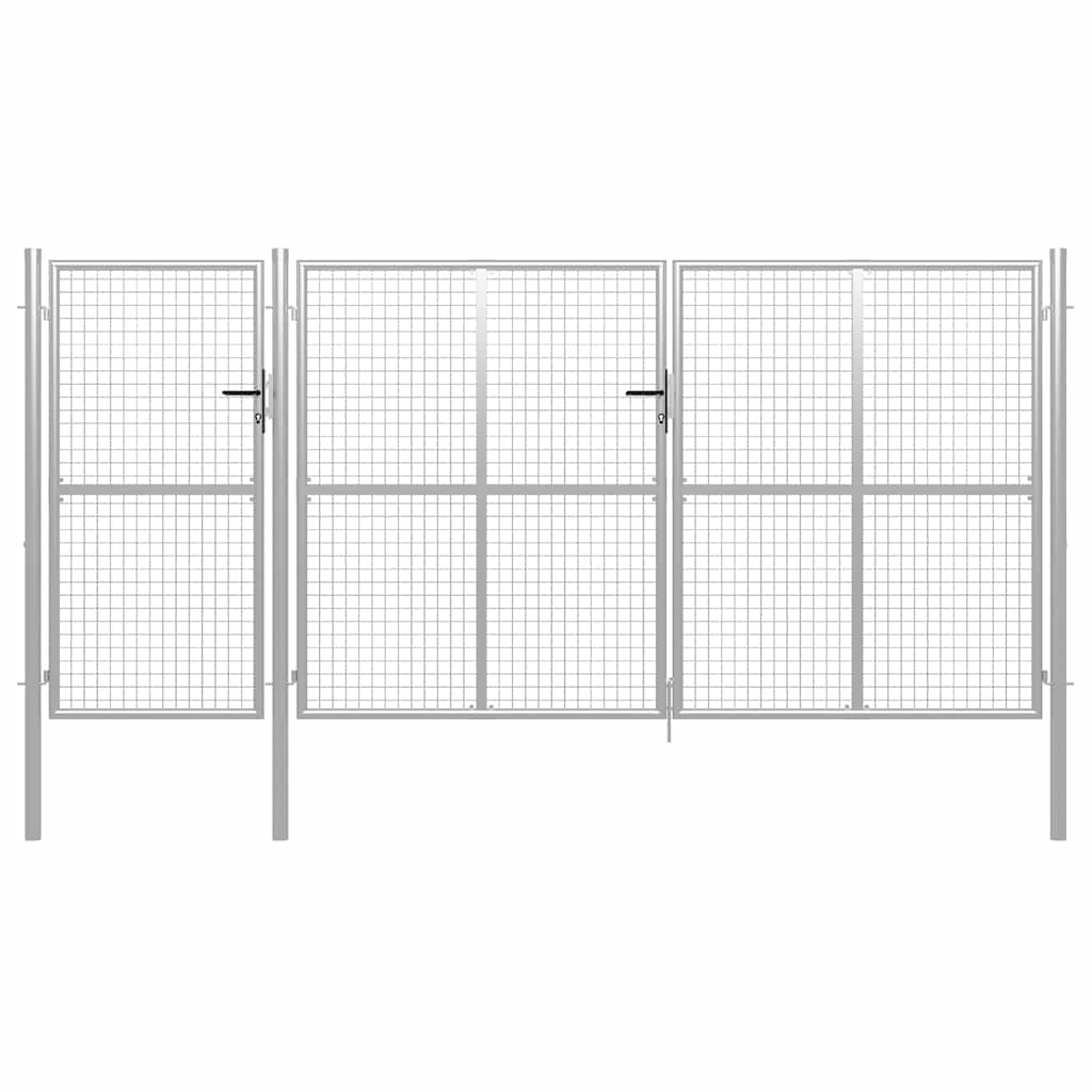 Gartentor aus Stahl 400 x 150 cm Silber