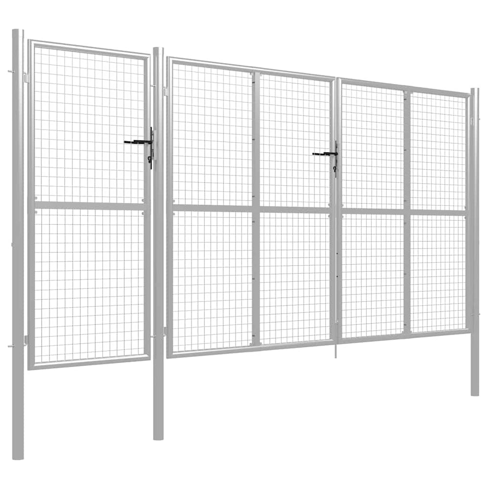 vidaXL Steel Garden Gate 400 x 150 cm Silver