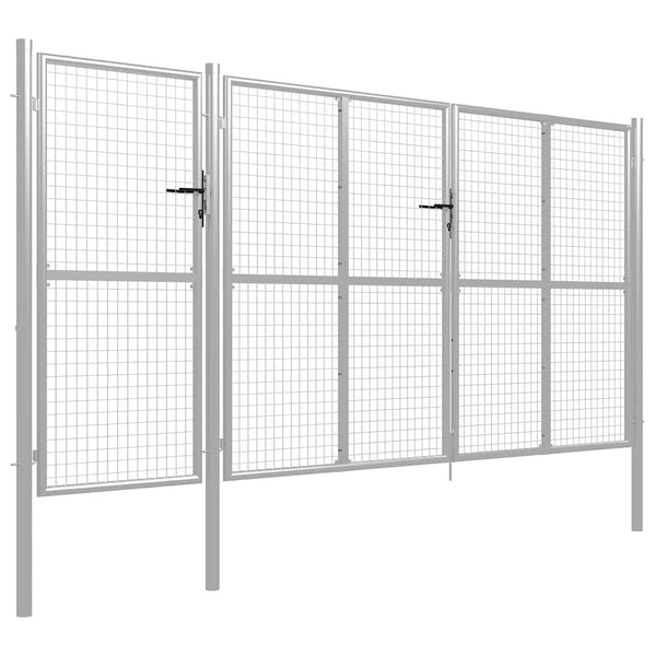 Gartentor aus Stahl 400 x 150 cm Silber