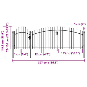 Gartentor Woerden Stahl 1x4 m Schwarz