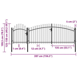 Gartentor Woerden Stahl 1,5 x 4 m Schwarz