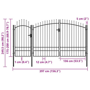 Gartentor Woerden Stahl 1,95 x 4 m Schwarz