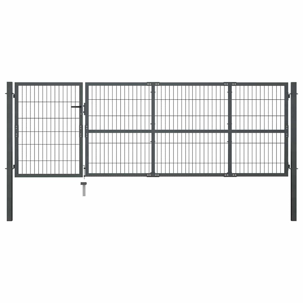 vidaXL Garden Gate with Posts Steel 350 x 100 cm Anthracite