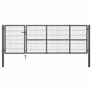 Gartentor mit Pfosten Stahl 350 x 100 cm Anthrazit