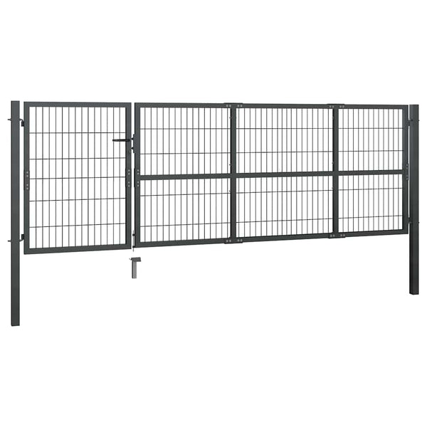 Gartentor mit Pfosten Stahl 350 x 100 cm Anthrazit
