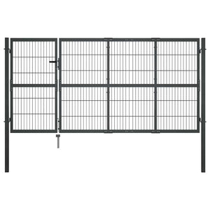 Gartentor mit Pfosten Stahl 350 x 120 cm Anthrazit