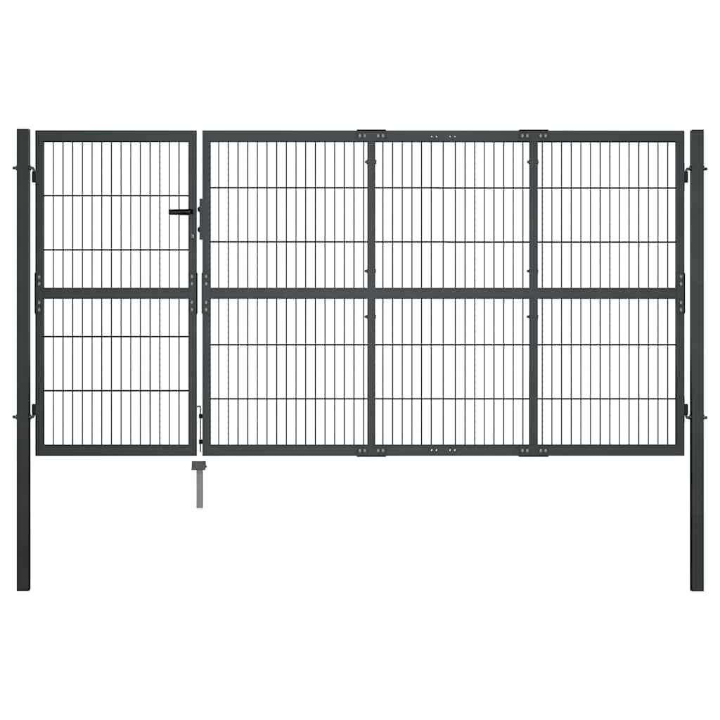 Gartentor mit Pfosten Stahl 350 x 120 cm Anthrazit