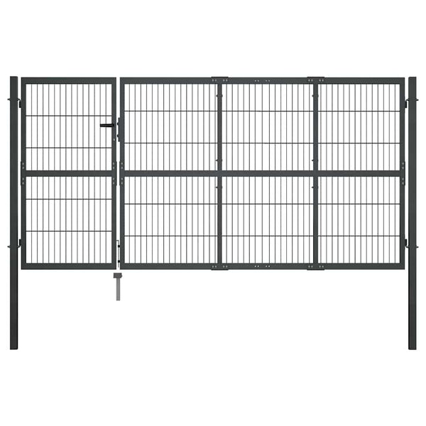 Gartentor mit Pfosten Stahl 350 x 120 cm Anthrazit