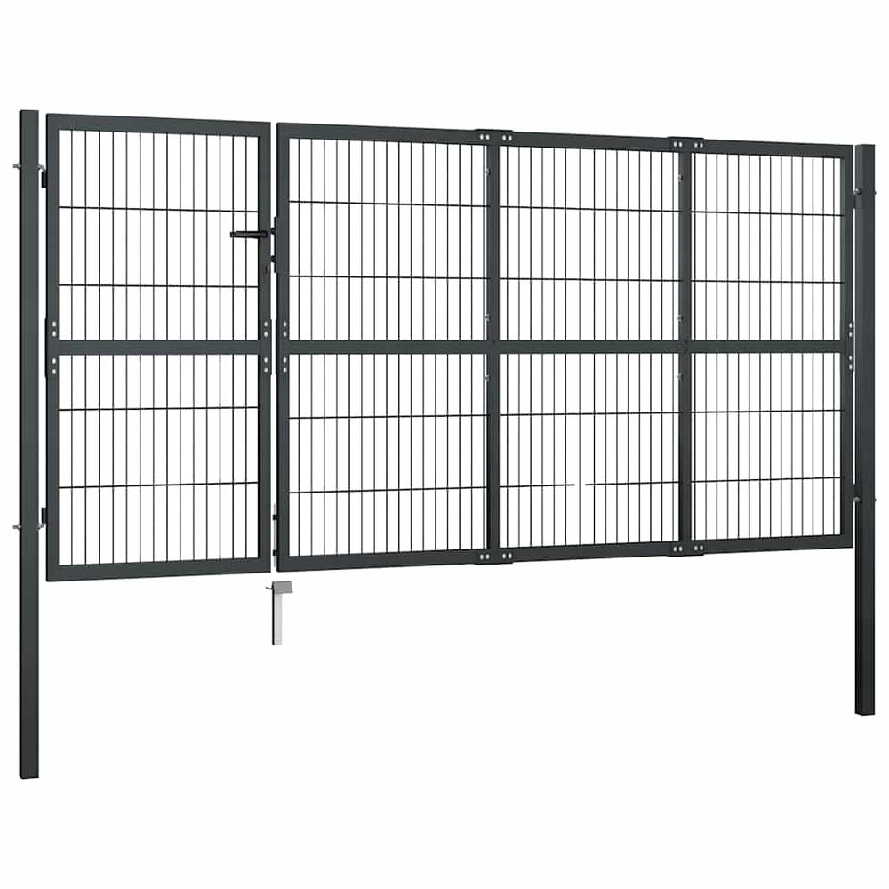 vidaXL Garden Gate with Posts Steel 350 x 120 cm Anthracite
