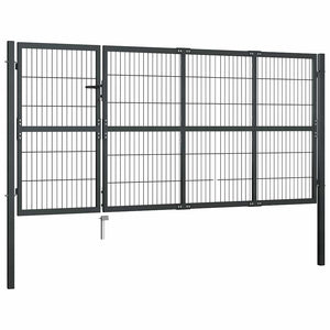 Gartentor mit Pfosten Stahl 350 x 120 cm Anthrazit