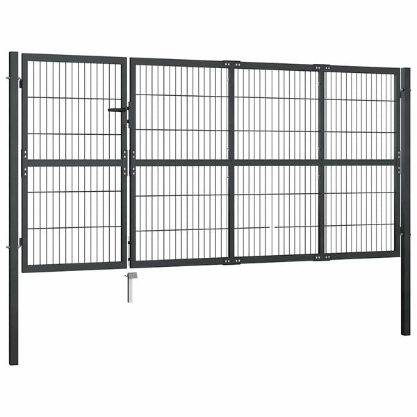 Gartentor mit Pfosten Stahl 350 x 120 cm Anthrazit