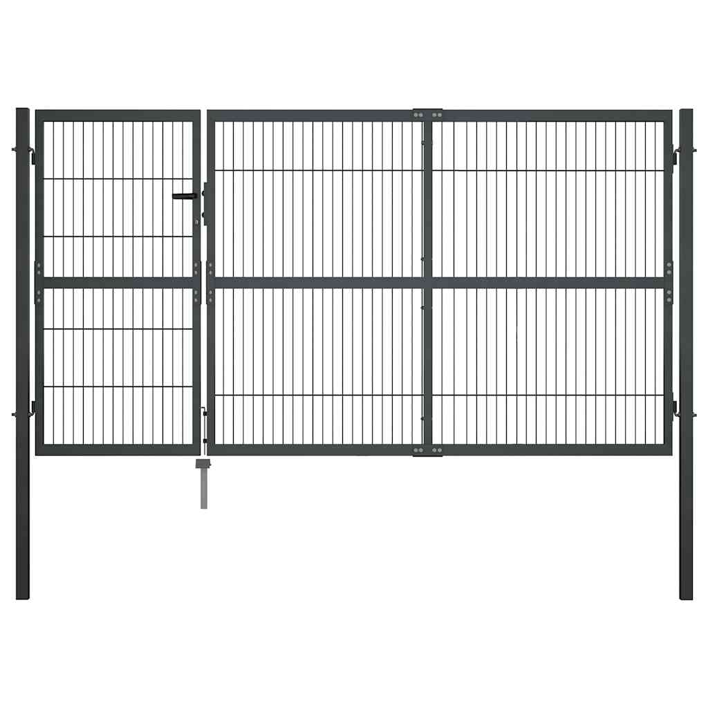 Gartentor mit Pfosten Stahl 350×140 cm Anthrazit