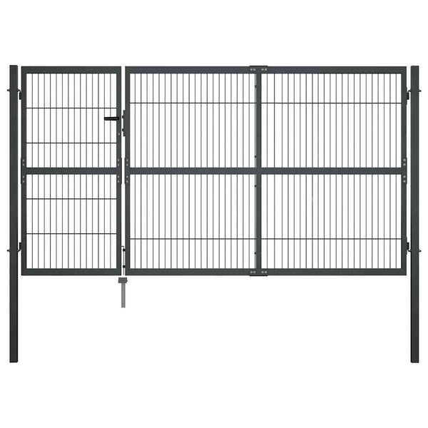 Gartentor mit Pfosten Stahl 350×140 cm Anthrazit