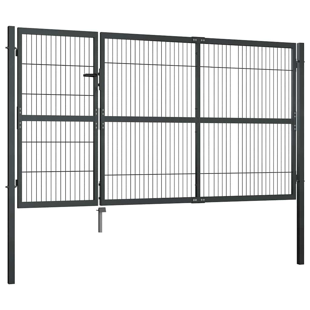 vidaXL Garden Gate with Posts Steel 350x140 cm Anthracite
