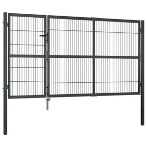 Gartentor mit Pfosten Stahl 350×140 cm Anthrazit