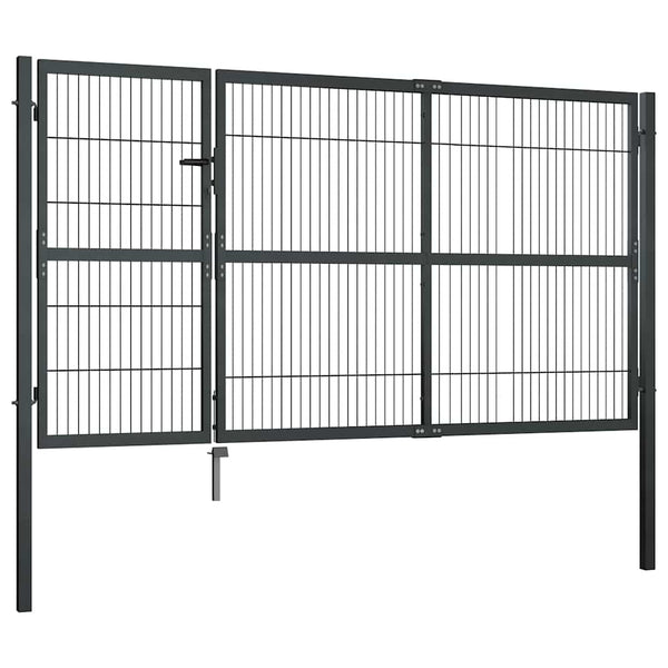Gartentor mit Pfosten Stahl 350×140 cm Anthrazit