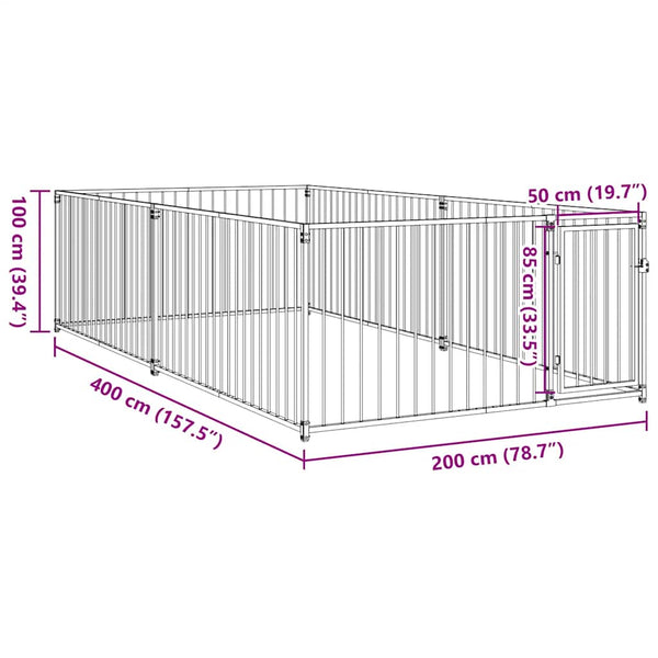 Outdoor-Hundezwinger 200×400×100 cm