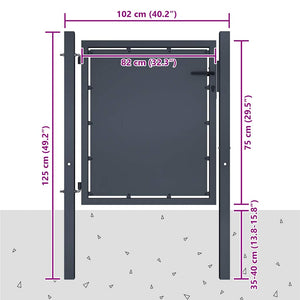 Gartentor aus Stahl 100 x 75 cm Anthrazit