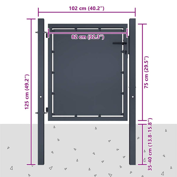 Gartentor aus Stahl 100 x 75 cm Anthrazit