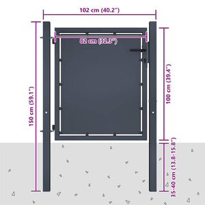 Gartentor aus Stahl 100 x 100 cm Anthrazit