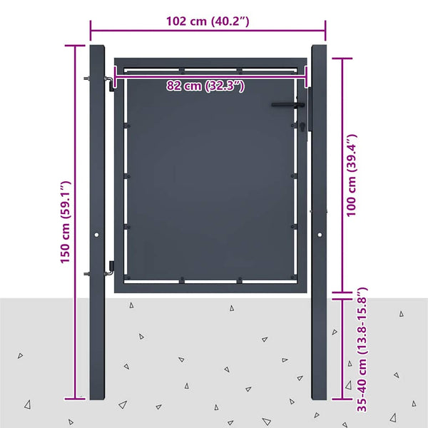 Gartentor aus Stahl 100 x 100 cm Anthrazit