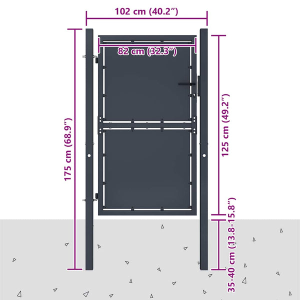 Gartentor aus Stahl 100 x 125 cm Anthrazit