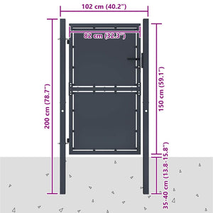 Gartentor aus Stahl 100 x 150 cm Anthrazit