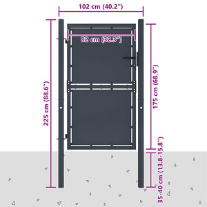 Gartentor aus Stahl 100 x 175 cm Anthrazit