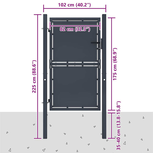 Gartentor aus Stahl 100 x 175 cm Anthrazit