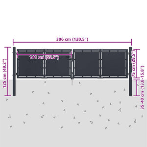 Gartentor aus Stahl 300 x 75 cm Anthrazit