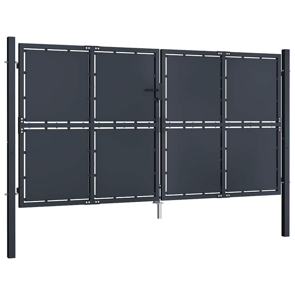 Gartentor aus Stahl 300 x 175 cm Anthrazit