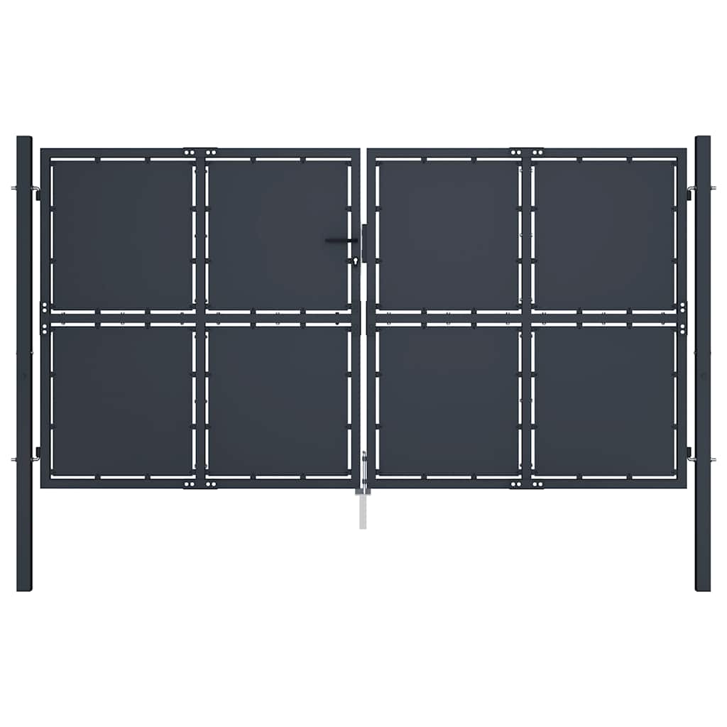 Gartentor aus Stahl 300 x 200 cm Anthrazit