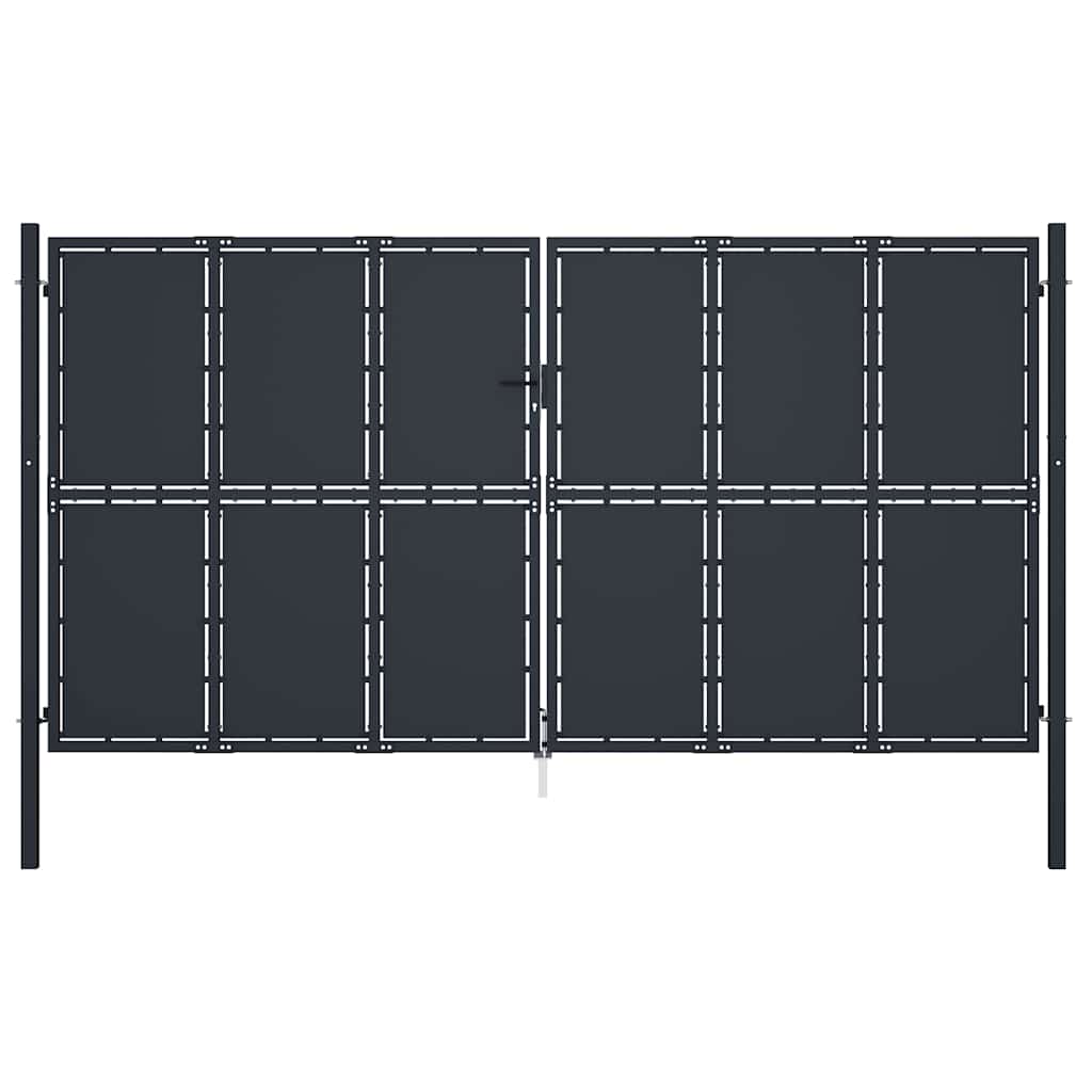 Gartentor aus Stahl 400 x 175 cm Anthrazit