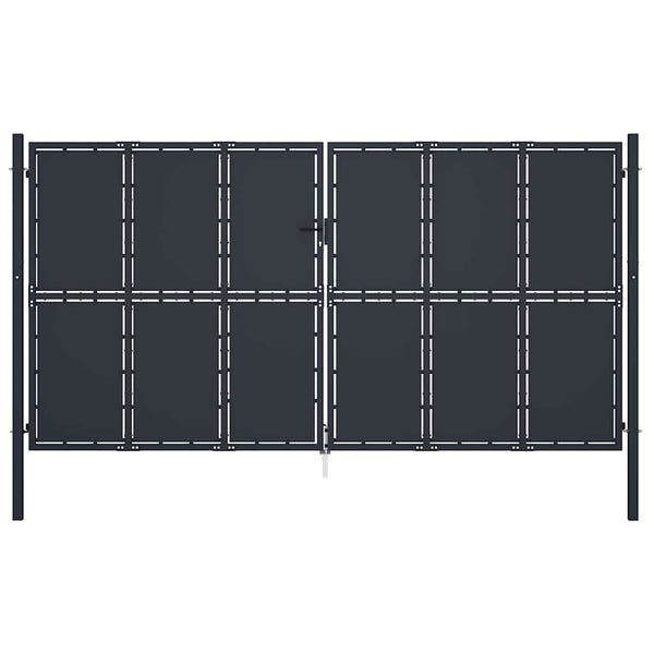 Gartentor aus Stahl 400 x 175 cm Anthrazit