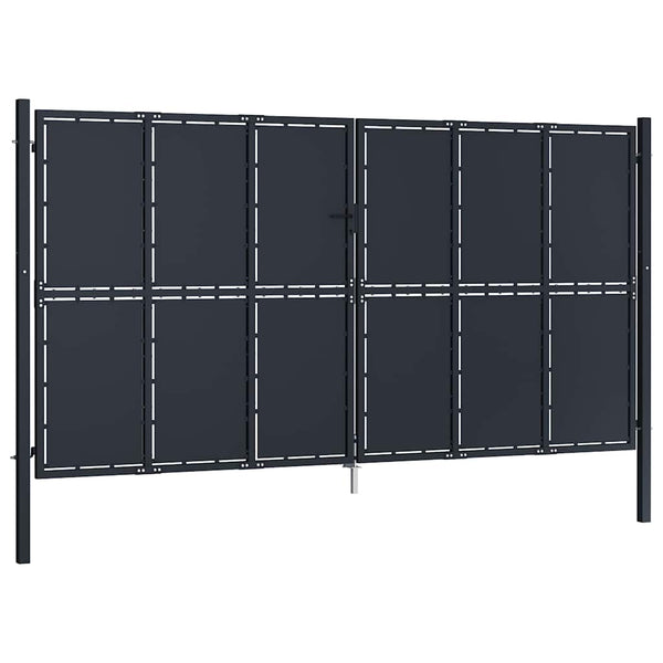Gartentor aus Stahl 400 x 175 cm Anthrazit