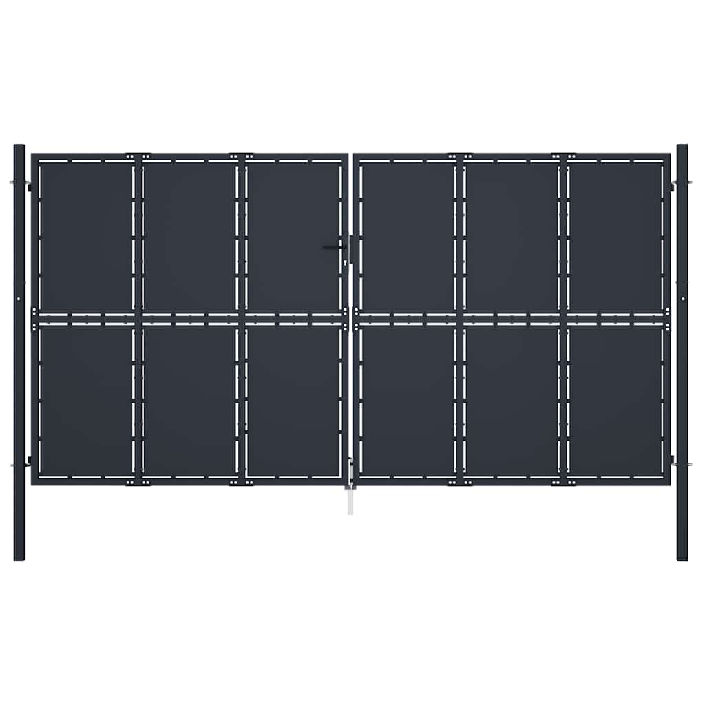 Gartentor aus Stahl 400 x 200 cm Anthrazit