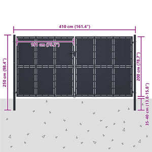 Gartentor aus Stahl 400 x 200 cm Anthrazit