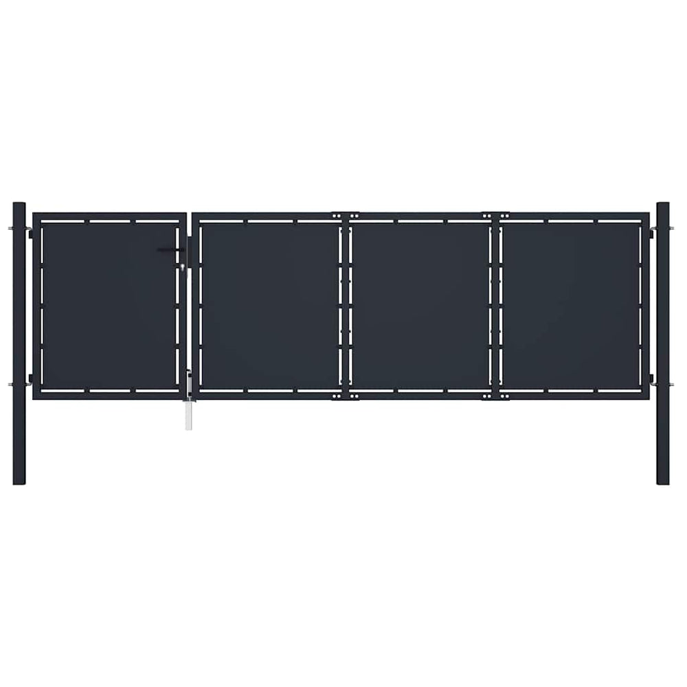 vidaXL Garden Gate Steel 350 x 75 cm Anthracite